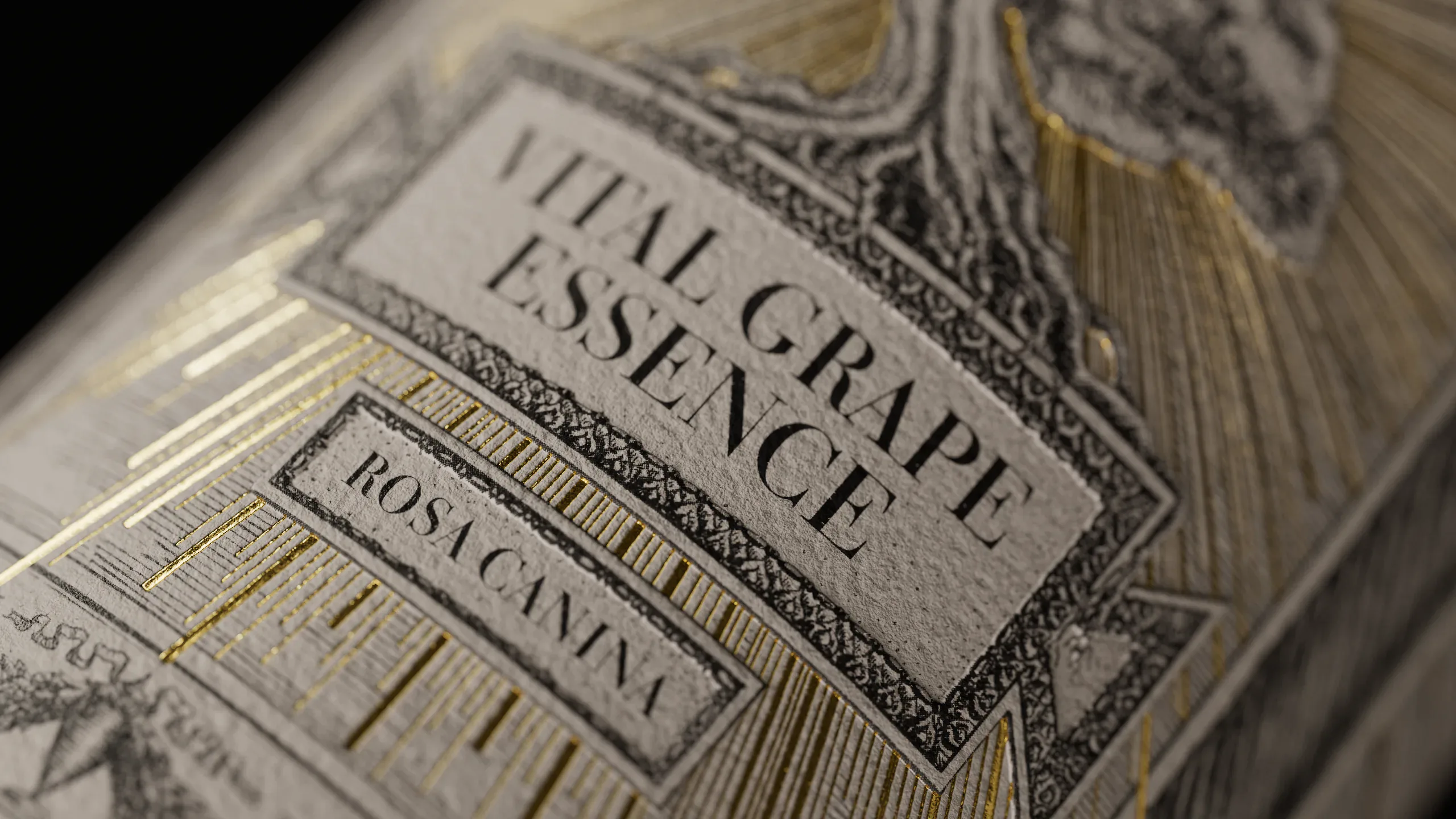 A Vital Grape Essence címkéje közelről